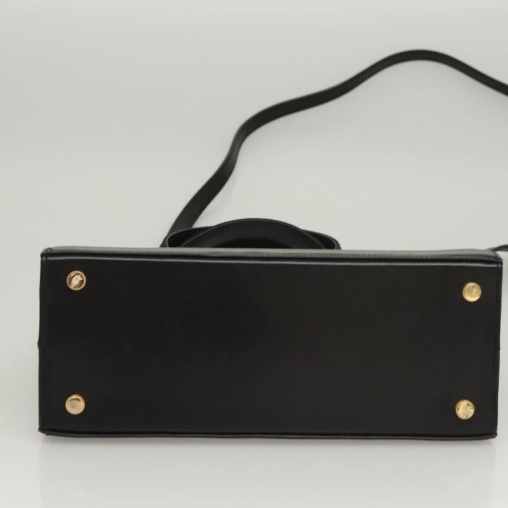 Salvatore Ferragamo Vala Hand Bag Leather 2way Black Gold Auth gh088 - Picture 5 of 16